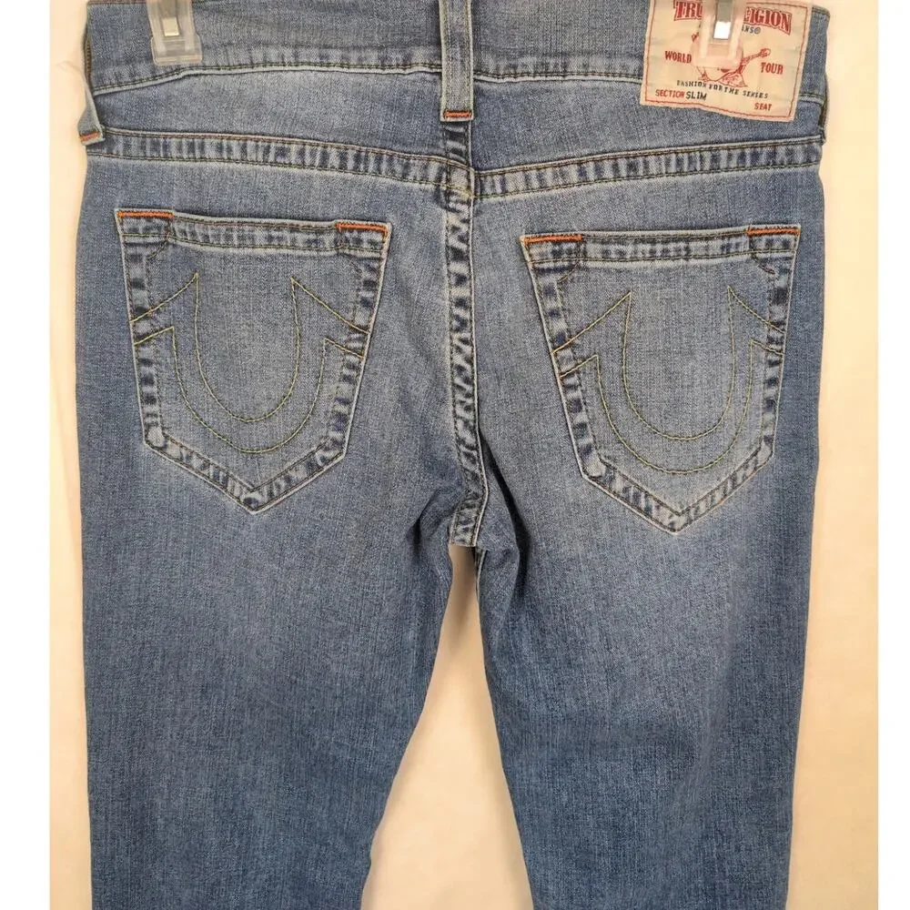 True Religion slim blue jeans Size 32/34 Y2K Retro Streetwear Western Denim